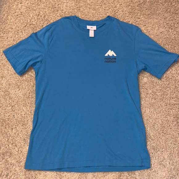 H&M Other - Men’s H&M Blue Nature Graphic Short Sleeve Cotton Shirt